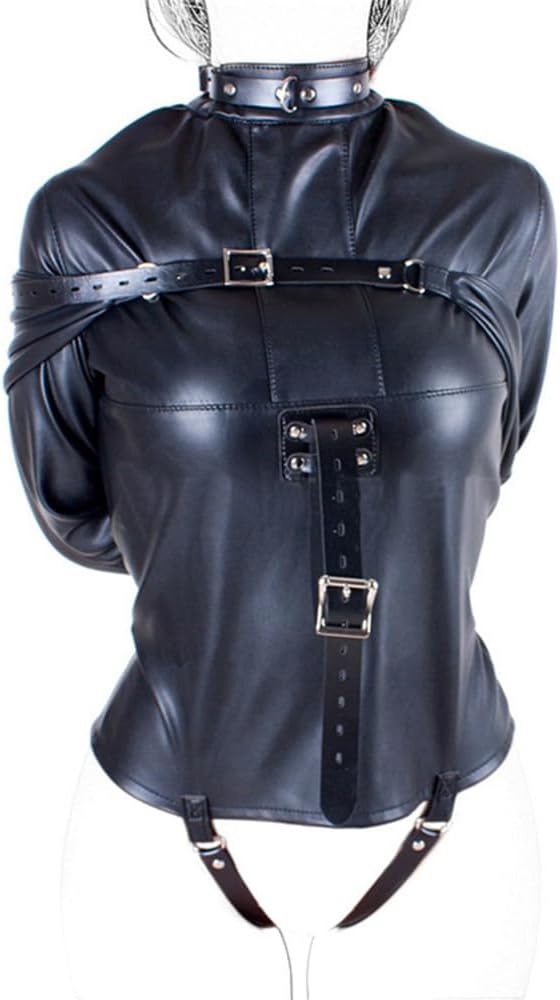 Leather Body Harness Straight Jacket Hand Cross Arm Guard Sleeve Adjustable Halloween Novelty Fancy Cosplay Costume