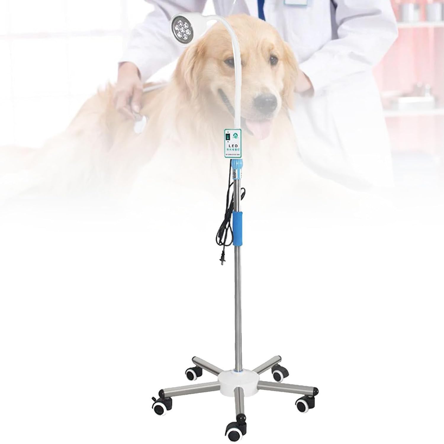 Lámpara Examen Ginecológico Quirúrgico Móvil, Lámpara De Examen Médico Led 7 W, Lámpara De Examen Quirúrgico Ajustable En Altura con Rotación De 360 ​​​​° con Base Móvil