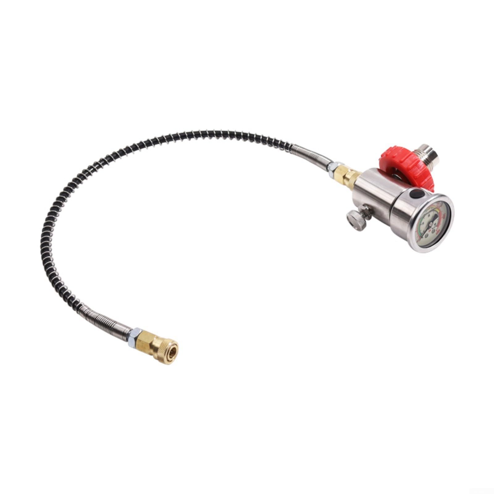 1 manometro per immersioni subacquee G5/8 a 7/8 adattatore di riempimento, doppia luminosità 6000/5000 PSI, tubo a molla da 24 pollici, acciaio inossidabile rame, nero rosso per ricarica