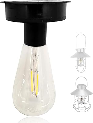 Solar Light Bulb Waterproof Solar Powered Light Bulbs 3.35 inch Replacement Top with Bulb Warm White LED for Outdoor Solar Lanterns, Solar Light Bulbs