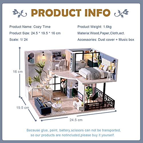 Fsolis Diy Dollhouse Miniature Kit With Furniture, 3D Wooden House With Dust Cover, Dolls House Kit (L32) #TOP2