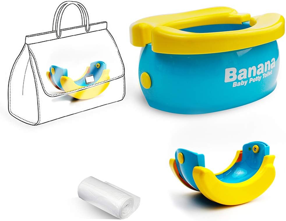 Baby Travel Potty Training Seats - WISHTIME Portable Toilet Training Seat with Liners Disposable for Babies,Toddlers and Kids,Easy to Carry and Use When Outside Travel or Potty Training