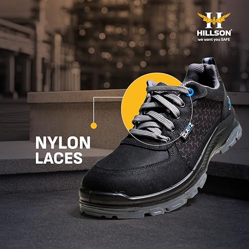 Image of Hillson Clawz Safety Shoe For Men CL-07 | Most Comfortable Industrial Footwear with Orthobounce In-Socks, Dual Density Sole, Steel Toe Protection, Heat, Water & Oil Resistant | Size 11 INDIA /UK