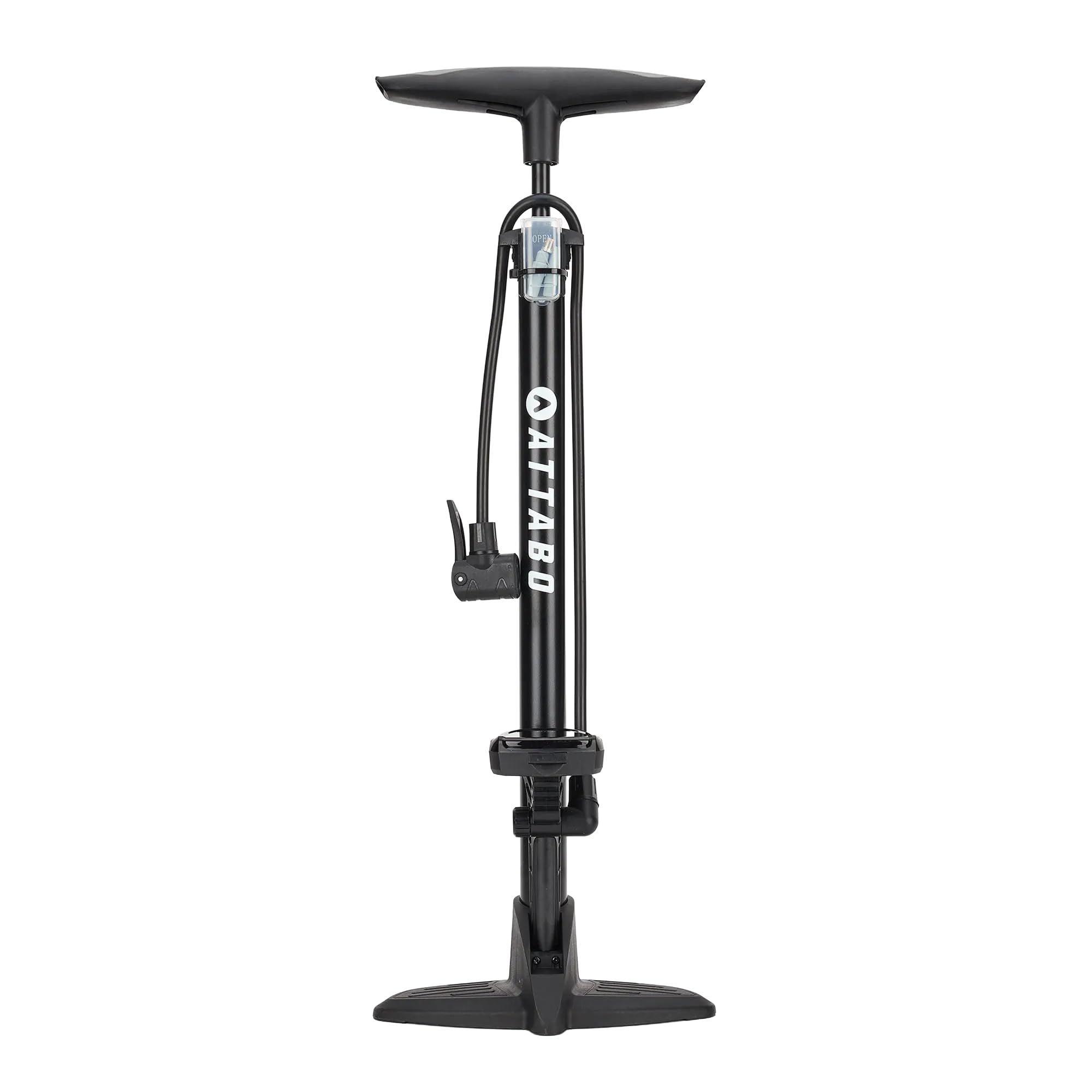 ATTABO WP.2 Pompka rowerowa z cyfrowym manometrem do 200 PSI (13,8 bar) – pompa podłogowa z uniwersalną głowicą zaworu do Presta FV Schrader AV Dunlop DV – stabilna podstawa ergonomiczny uchwyt do MTB
