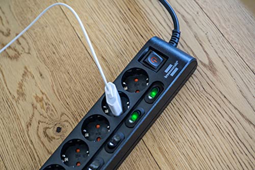 Miniatura 4 de Brennenstuhl regleta de enchufes con 6 Tomas de Corriente (regleta eléctrica con 1x Interruptor Principal y 6X interruptores para aparatos, Cable de 2m, Mayor protección contra contactos) Negro