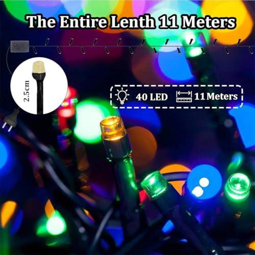 Image of fizzytech 11 Meter 40 LED Multicolor Decorative String Lights, 5MM Fairy Lights for Home Decoration, Wall, Balcony, Diwali, Christmas & Party Decor, Pack of 10