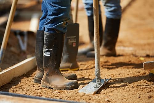 DUNLOP Work-It S5 PVC-Arbeitsstiefel für Damen und Herren – Wasserdichte Sicherheitsstiefel mit Stahlkappe – Baustellenstiefel – Chemikalienbeständig und rutschfest - Schwarz – Größe 35 bis 50