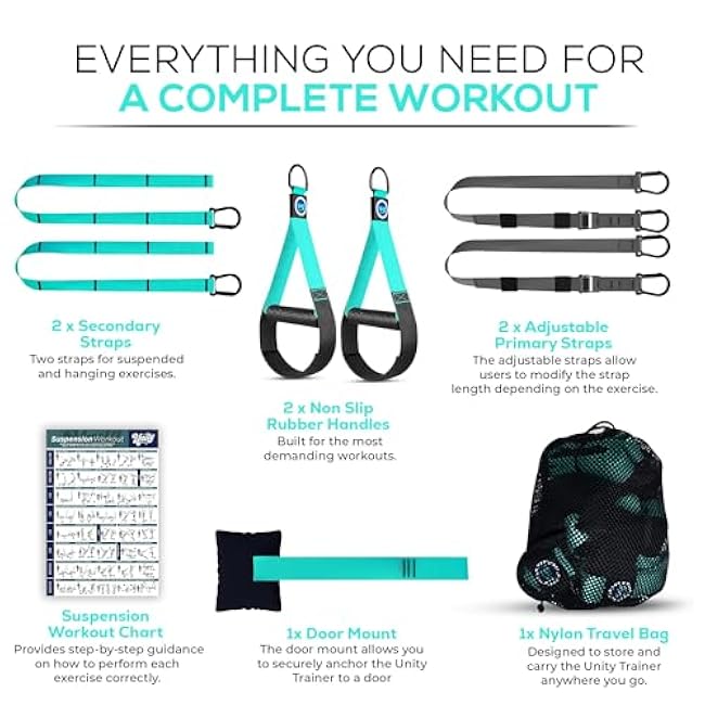 All In One Suspension Trainer Kit, Full Body Workout at Home, Exercise Straps That Will Help You Build Muscle, Burn Fat and Improve Mobility