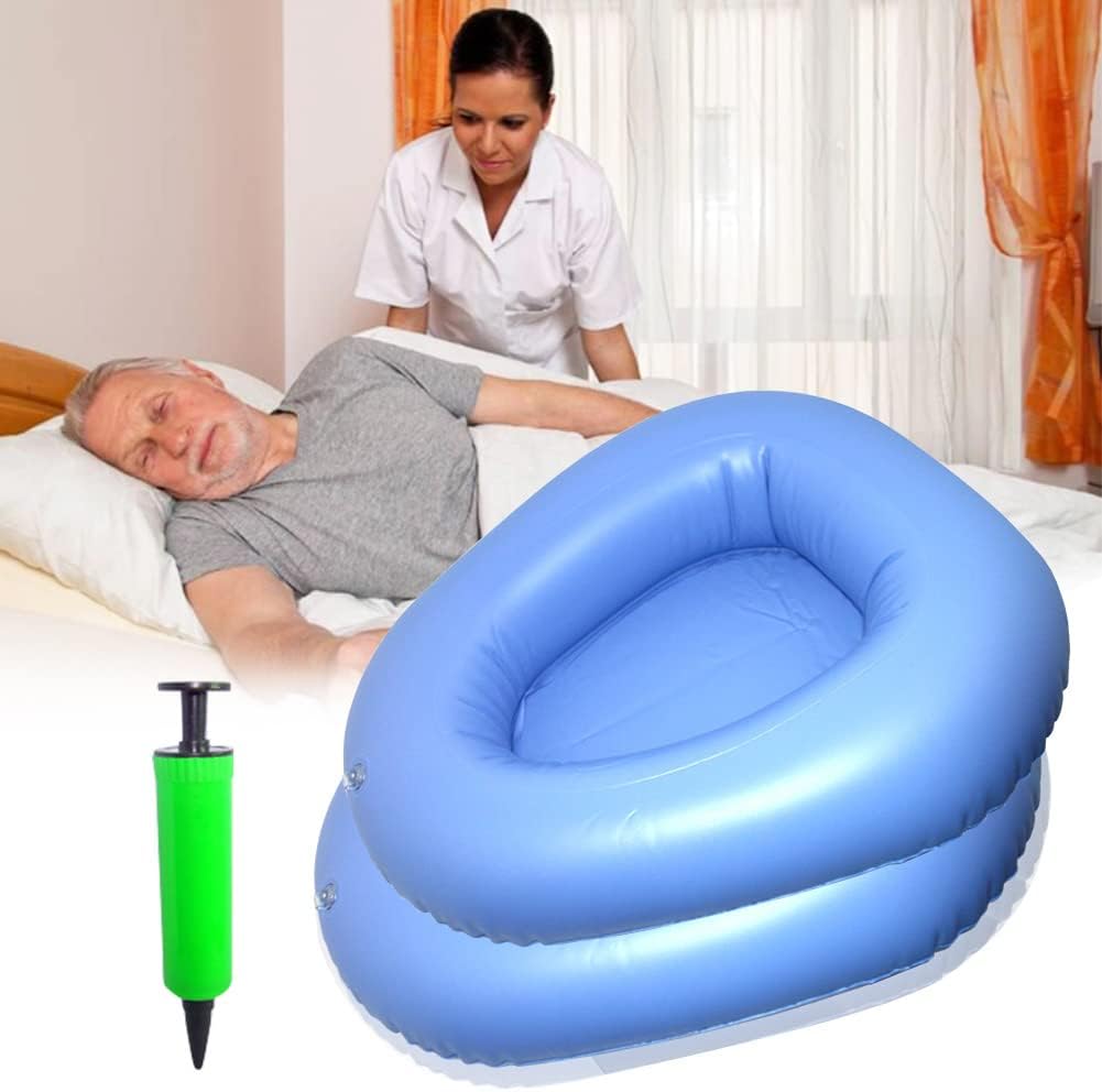 2PCS Inflatable Bed Pan Anti Bedsore Toilet Urinal for Elderly Bedridden Bed Pan Washable Portable Bedpans Bathroom