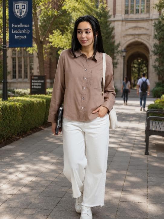 Image of Glam & Chique Women's Relaxed Fit Spread Collar Solid Casual Shirt S-2XL