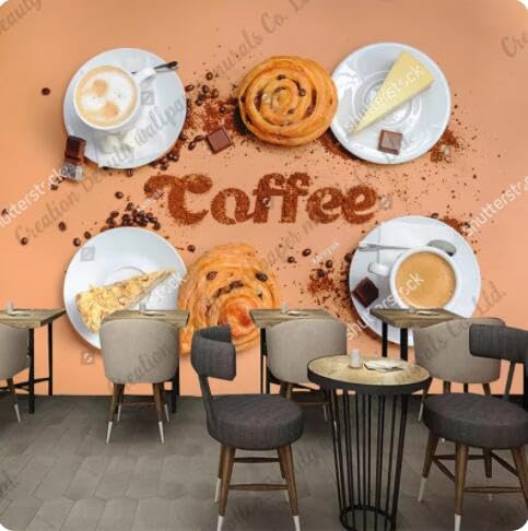 Papier peint photo pour gâteau au café et décoration murale style loft chaleureux
