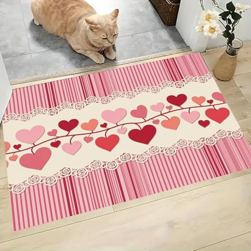 Paillasson forme cœur antidérapant et lavable 80x120 cm rose - 3
