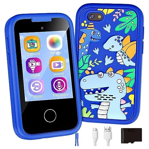 Kids Phone Toy Gift for Girls 3 4 5 6 7 8 Years Old, Toddler Smart Phone Dinosaur Learning Toys - Pretend Play Phones with Educational Games, MP3 Music Player, Birthday Gifts for Boys Age 3-8