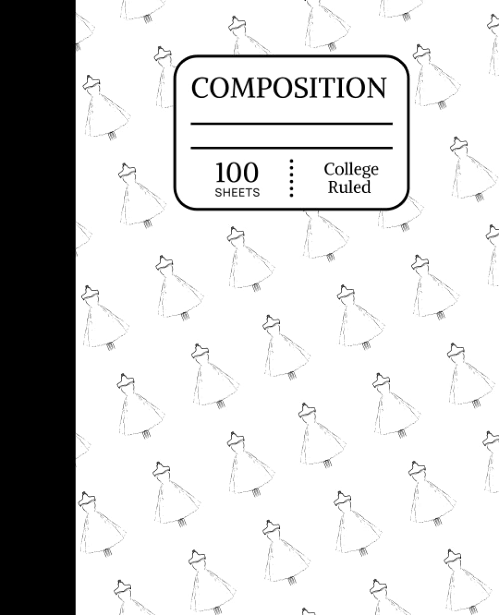 Retro Fashion Dress Composition Notebook: Cute Fashion Notebook, 100 7.5" x 9.25" College Ruled Pages