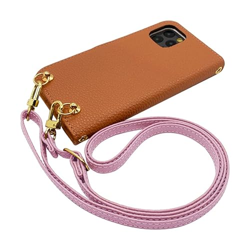 iPhone17 Pro Max アイフォン17プロマックス 対応 スマホショルダー 手帳型 スマホ ケース (手帳アプリコット×バイオレット) くすみ ニュアンスカラー PUレザー シンプル おしゃれ かわいい ストラップホール カード収納 カバー フリ