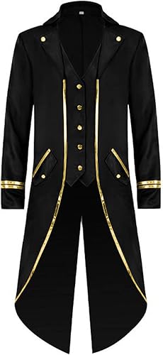WISHU Chaqueta medieval steampunk para hombre, estilo gótico, victoriano, renacentista, disfraz de vampiro, disfraz de Halloween, abrigo vintage