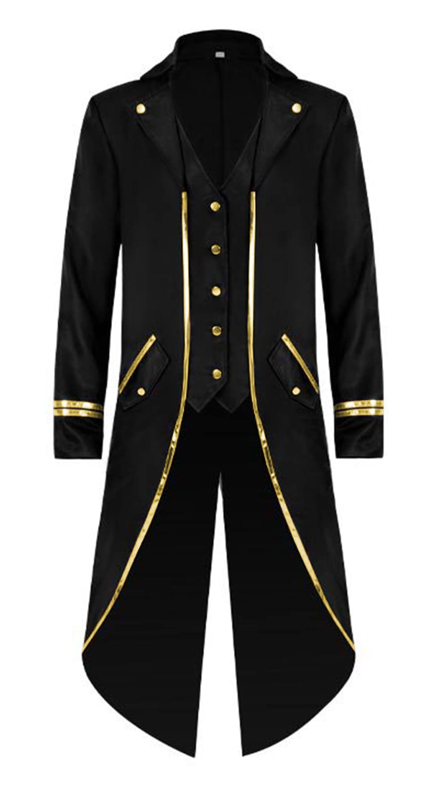 Mens Steampunk Medieval Jacket, Gothic Victorian Renaissance Tailcoat Vampire Halloween Costume Vintage Frock Coat