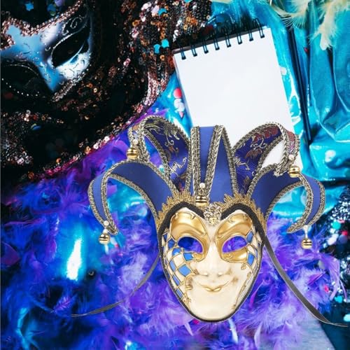 Masques de bouffon pour mascarade au design vénitien traditionnel soigné