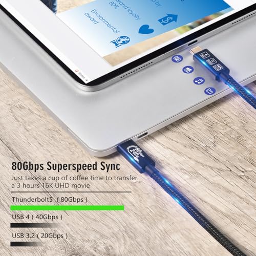 Cable USB 4 de alta gama compatible con Thunderbolt 5 de 3m para monitores y docks profesionales 4