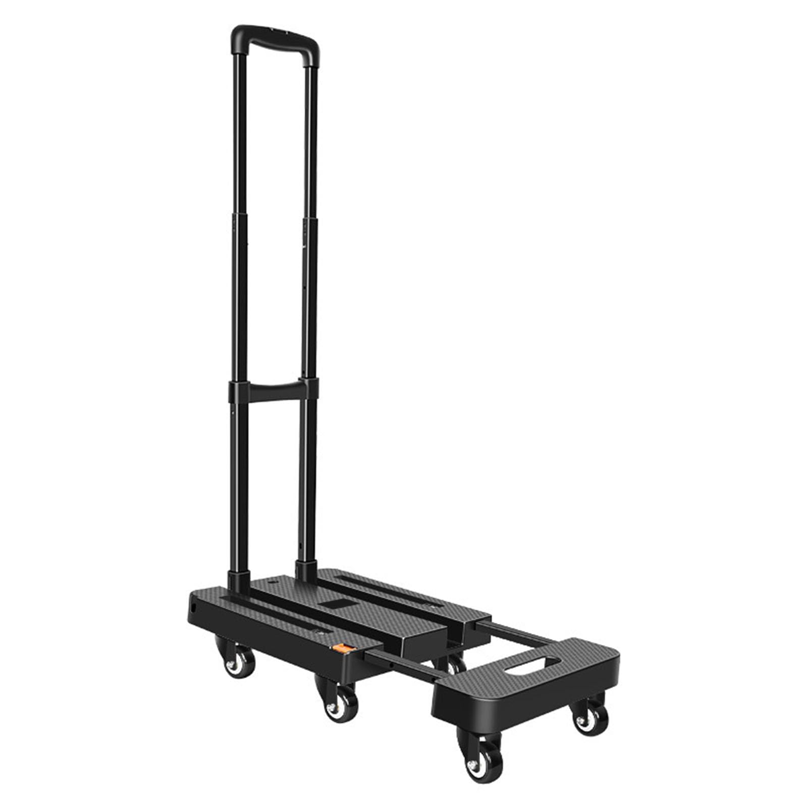 Cocoarm Carrello Pieghevole, Carrello a Pianale in ABS con 6 Ruote, capacità 500 Libbre, Piattaforma Allungabile da 17 a 22 Pollici, Freno e 2 Corde, a Mano Pieghevole per Bagagli da Viaggio,