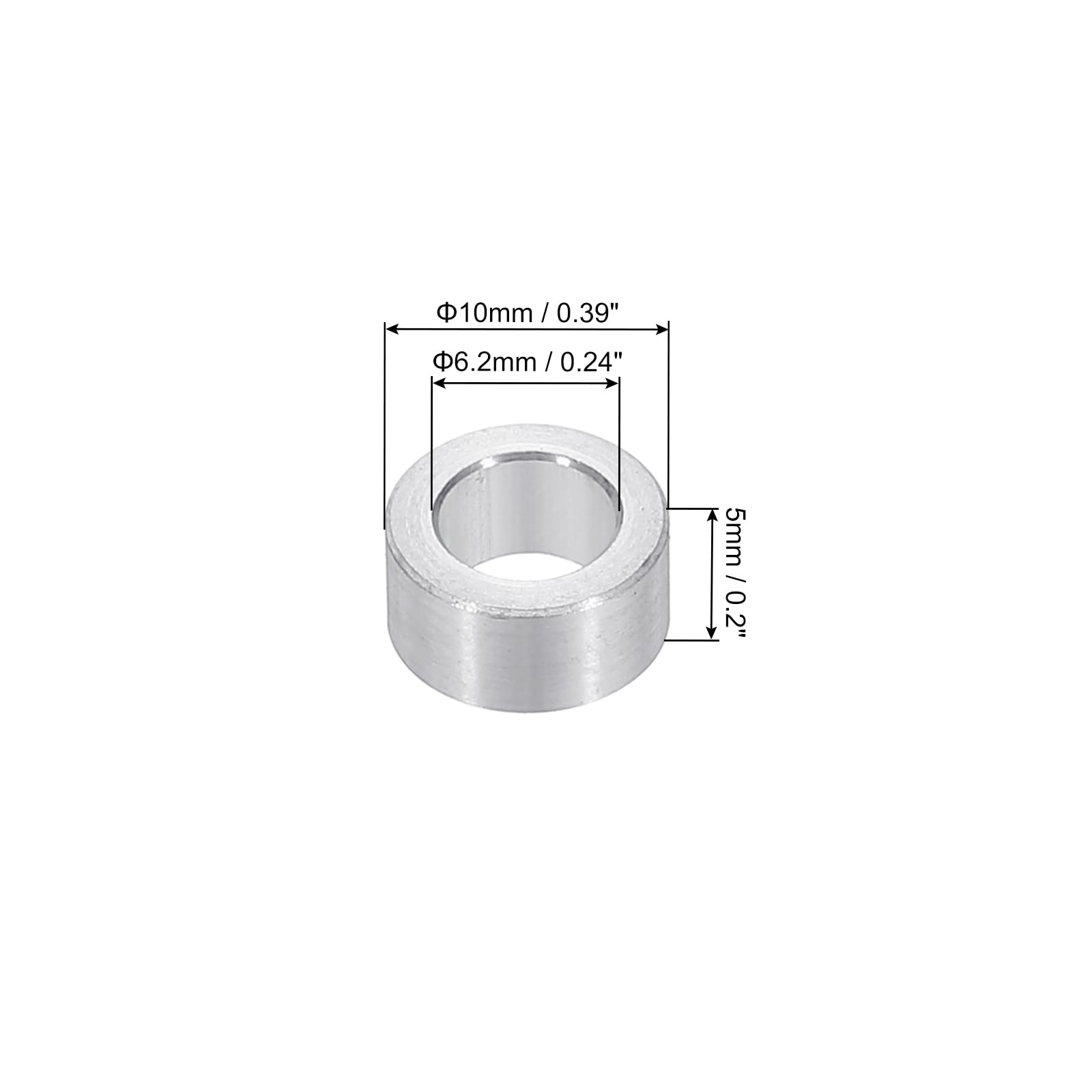 PATIKIL M6 Aluminum Spacers, 6pcs 1/4" x 3/8" Round Metal Spacers for 1/4 or M6 Screw Bolts - Image 2