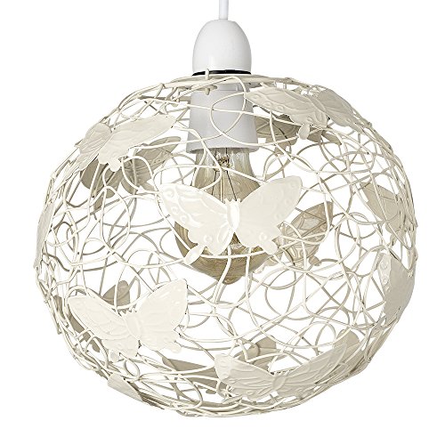 MiniSun | Modern Cream Wire Frame Globe Ceiling Light Shade | Pendant Lights, Home Décor & Improvement Essential | 22cm Shade Width
