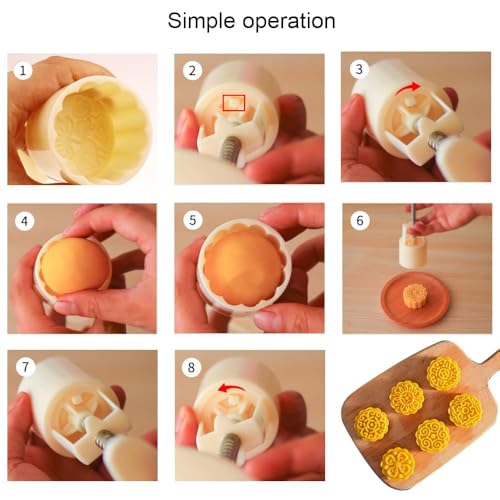 Mondkuchen Form 50g Blume 3D Mooncake Form Mould Cookie Stamp Keksstempel – Ansicht 5