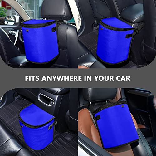 Image of Wudan Small Car Trash Can Blue Accessories for Garbage Storage Organizer with Lid Waterproof Portable Auto and Truck Interior Seat Bin