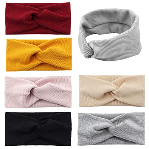 Women's Turban Headband Widened Headwraps 6-Pack wist Hair Bands Boho Fabric Elastic Stretch Hair Accessories