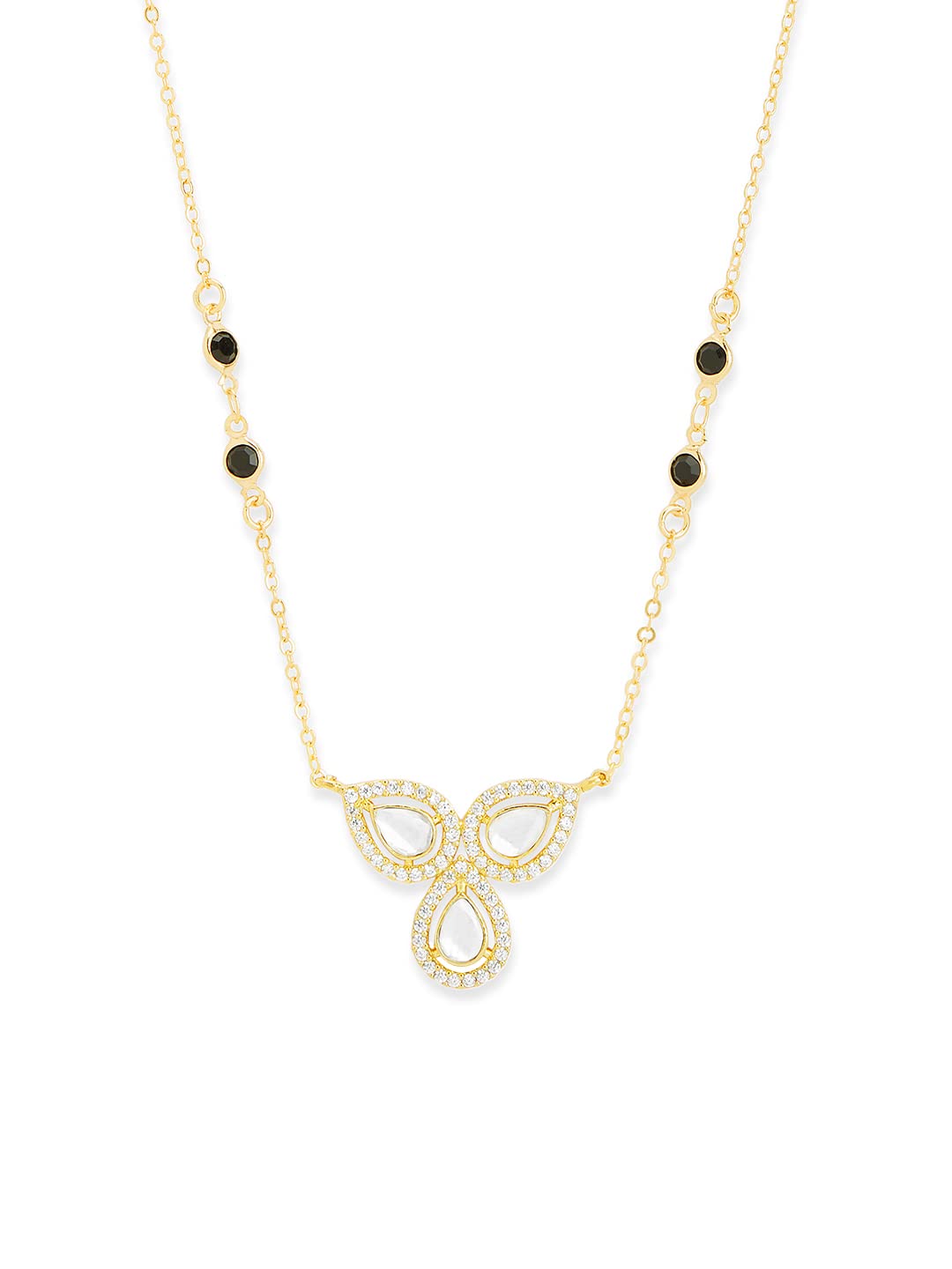 MINUTIAE Stylish Three Stone Pendant Necklace Black Beads Mangalsutra For Women With Adjustable Chain (Gold) (B0C1NTBMWC) Amazon Price History, Amazon Price Tracker