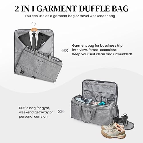 S-ZONE Convertible Travel Garment Bag with Genuine Leather Duffel Bags For Traveling4