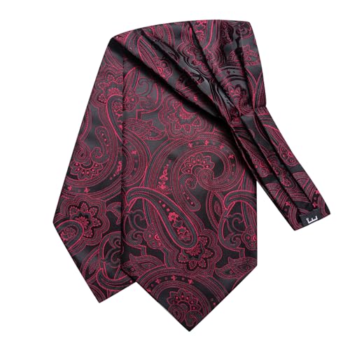 Image of Dubulle Paisley Floral Ascot for Men Self Tie Mens Cravat and Pocket Square Cufflinks Wedding