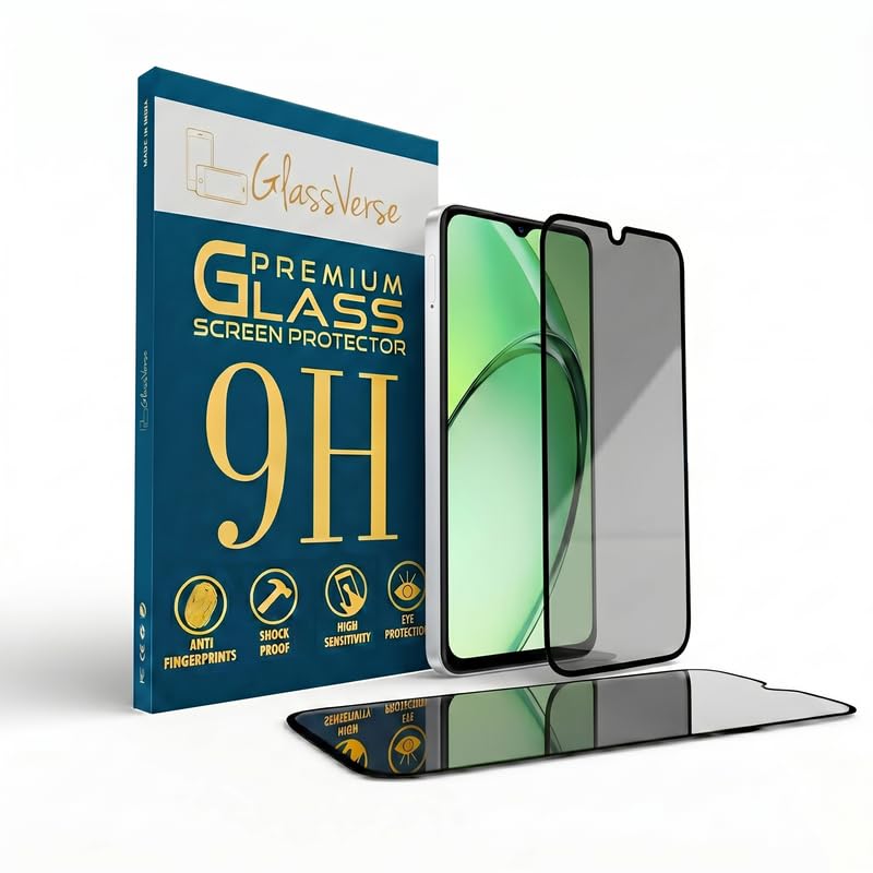 Image of GlassVerse Privacy Tempered Glass for Oppo K12x 5G | Anti Spy Screen Protector, 9H Hardness, Edge to Edge, Case Friendly, Hassle-less Installation Kit Included. (Pack of 1)