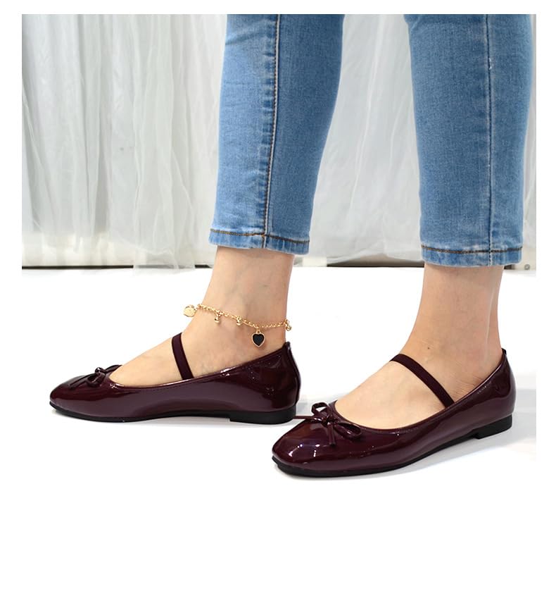 Womens Casual Slip On Flats, Closed Round Toe Mary Jane Flat, Elastic Band Low Heel Dress Work Shoes2