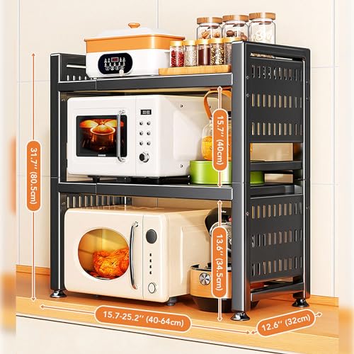 Étagère micro-ondes Joybos extensible en acier durable à 3 hauteurs - 4