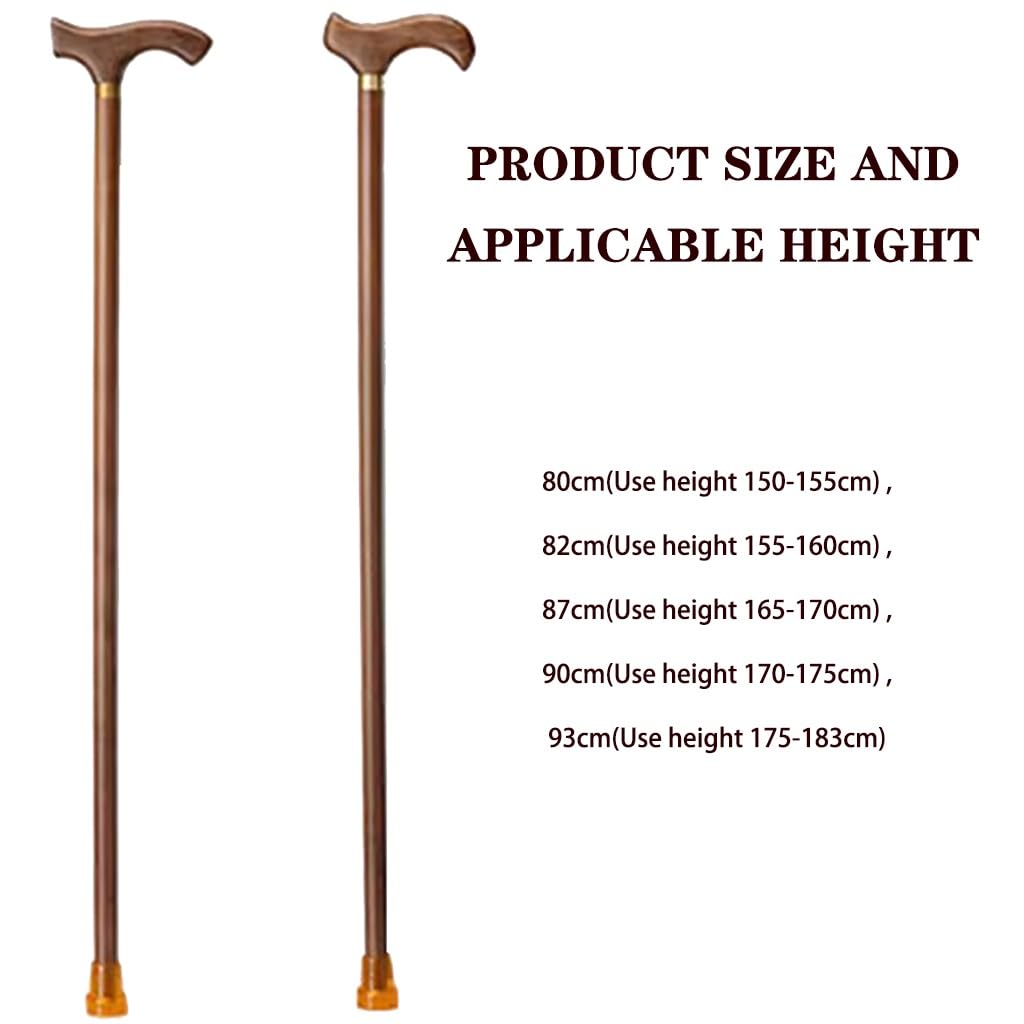 Bastone da passeggio in legno di noce con impugnatura ergonomica, 2 design ad arco, altezza regolabile da 80 a 93 cm, capacità 250 kg(A,87Cm(Use Height 165-170Cm))