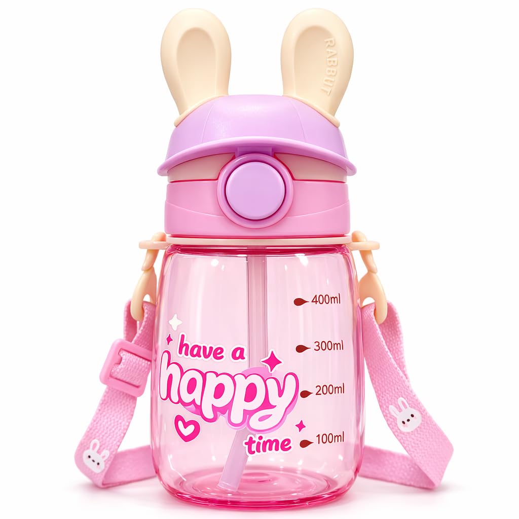 Vasukie Kids Water Bottle for School 550ml | Spill-Proof Sipper Bottle for Boys & Girls | BPA-Free, Durable & Leakproof Water Bottle for School & Play (Rabbit Bottle)