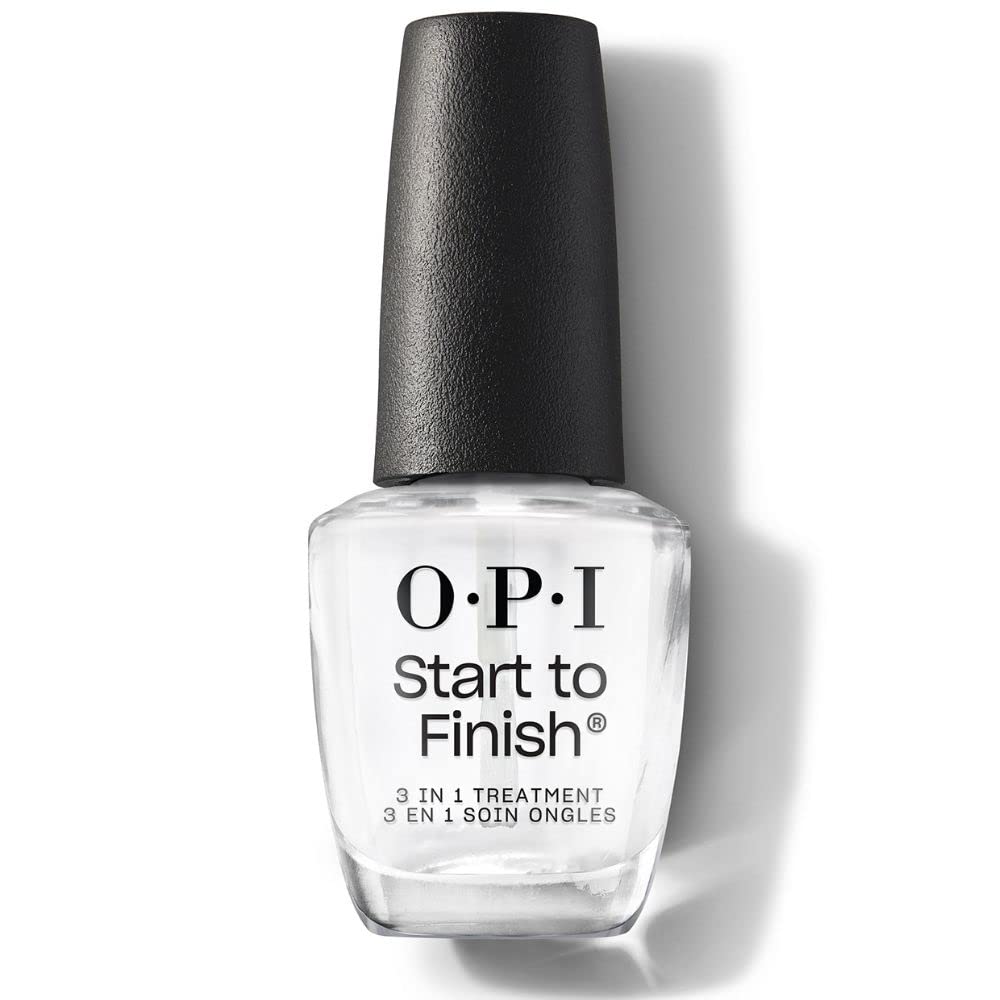 OPI Start to Finish - Trattamento smalto 3 in 1, base, top coat, rinforzante per unghie - Vitamina A ed E, formula vegana (15ml)