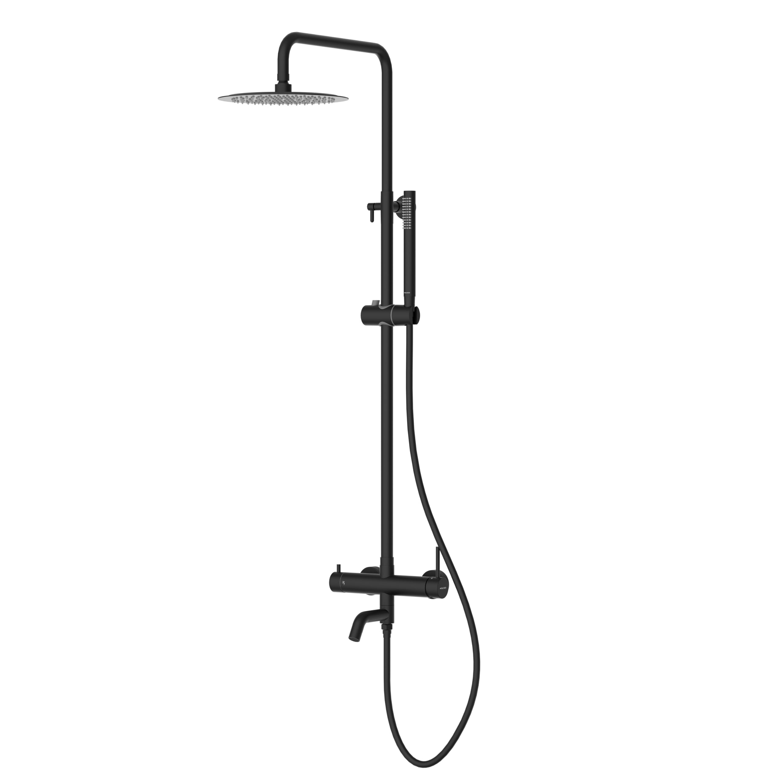 Sistema de Ducha Negro para Montaje en Pared | Columna de Ducha con Rociador Efecto Lluvia y Ducha de Mano | Grifería de Baño con Ahorro de Agua y Diseño Moderno - Modelo 1