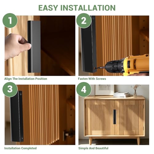 HOME MASTER HARDWARE 10 Pack Edge Finger Pulls for Cabinets 150mm/5.91" Length, Modern Drawer Concealed Tab Pulls, 128mm Hole Center Arc-Shaped Hidden Edge Pulls Handles for Home Cabinet, Matt Black — view 6