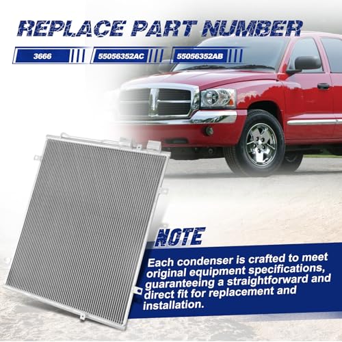 Image of Air Conditioning A /C Condenser Compatible with Dodge Dakota /Mitsubishi Raider /Ram Dakota # 3666, 55056352AC, 55056352AB