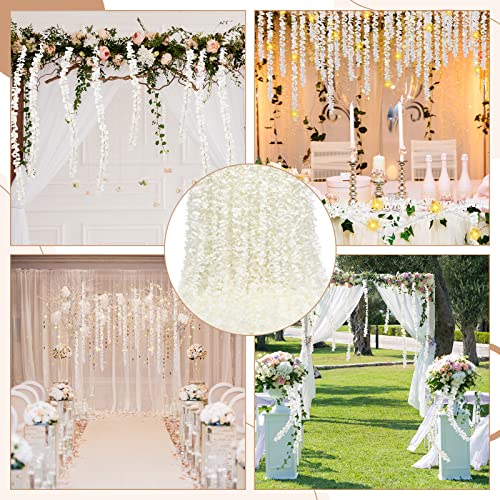 Hoteam 131 Ft Artificial Wisteria Hanging Flowers Garlands With 10 Pcs Led Fairy Lights White Wisteria Hanging Flowers Decor For Home Outdoor Wedding Arch Garden Wall 20 Pcs #TOP6