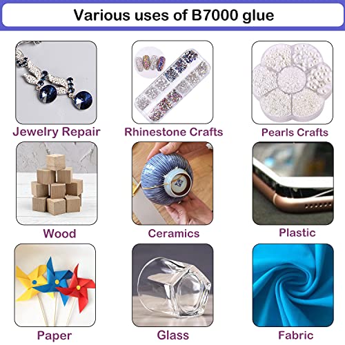 Fittdyhe B7000 Adhesive Rhinestones Glue For Crafts, 2Pcs 110Ml / 3.7 Fl Oz B7000 Clear Glue With 5 Dotting Pen Tool, Wax Pencil And Tweezer, Jewelry Glue For Diy Craft Makeup Shoes Jewelry Making Nail Art thumb #6