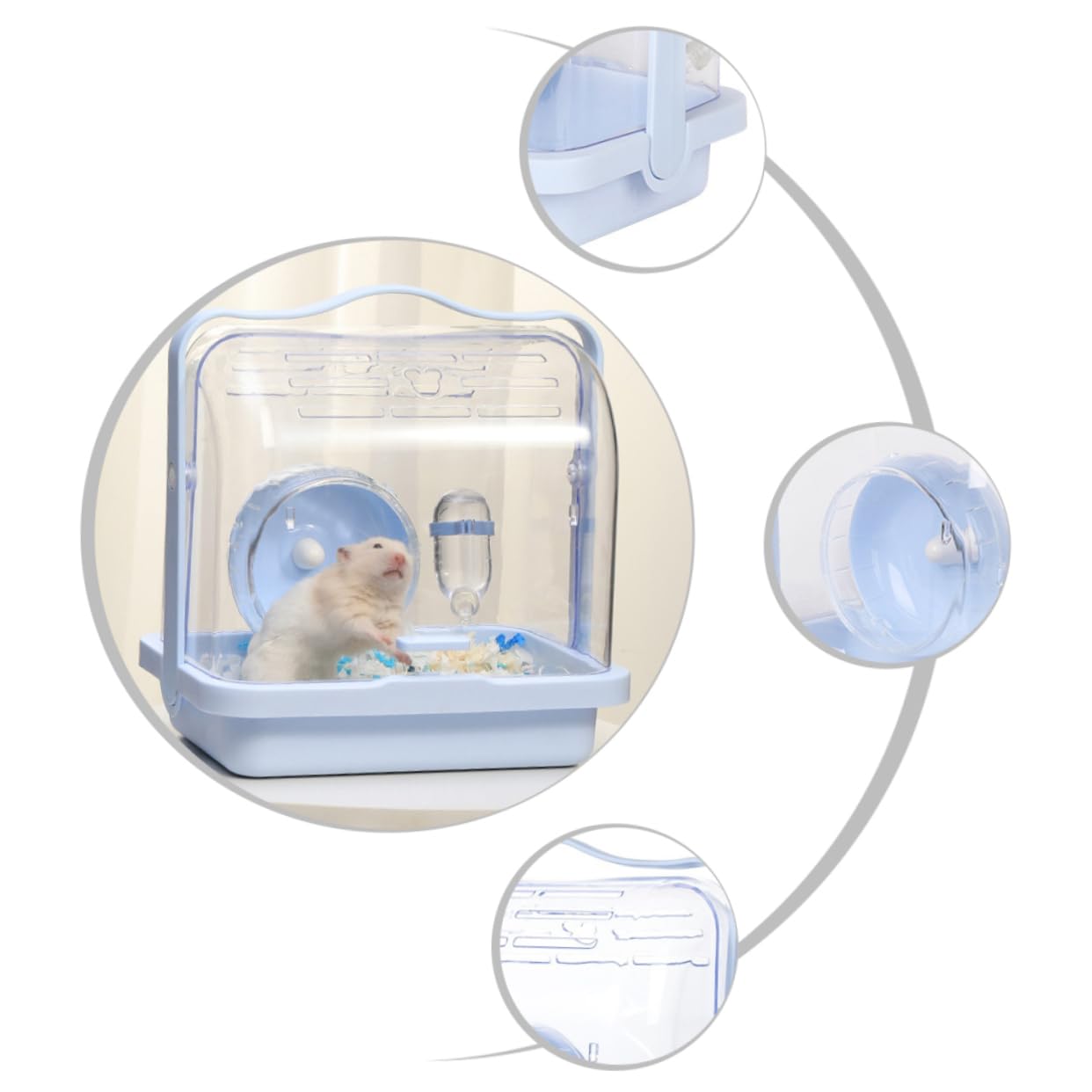 Kleintiertransportbox aus Kunststoff, Tragbarer Hamsterkäfig Blau