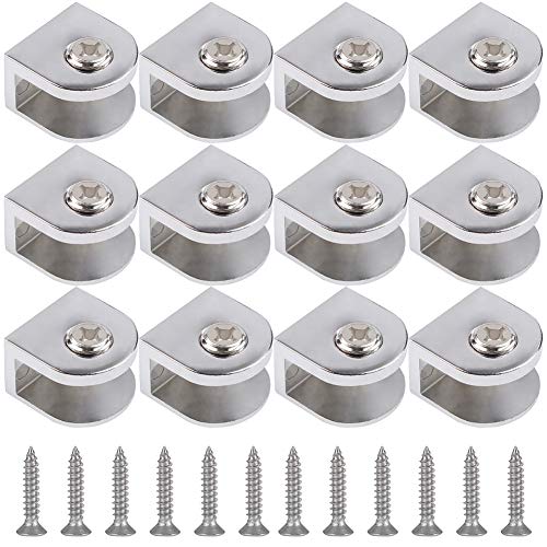 Pack of 12 Glass Clamp Adjustable Glass Holder, Strong Zinc Alloy Clamp Holder, Adjustable Glass Divider