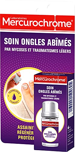 Mercurochrome Soin Ongles Abîmés pour Mycoses et Traumatismes Légers, 3.3 ml