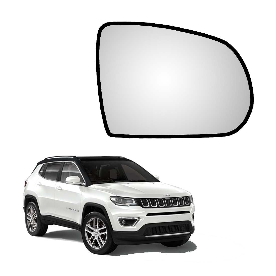 MACZO - orvm Right (Driver) Side Rear View Mirror Glass for Jeep Compass 2017-2024 Model