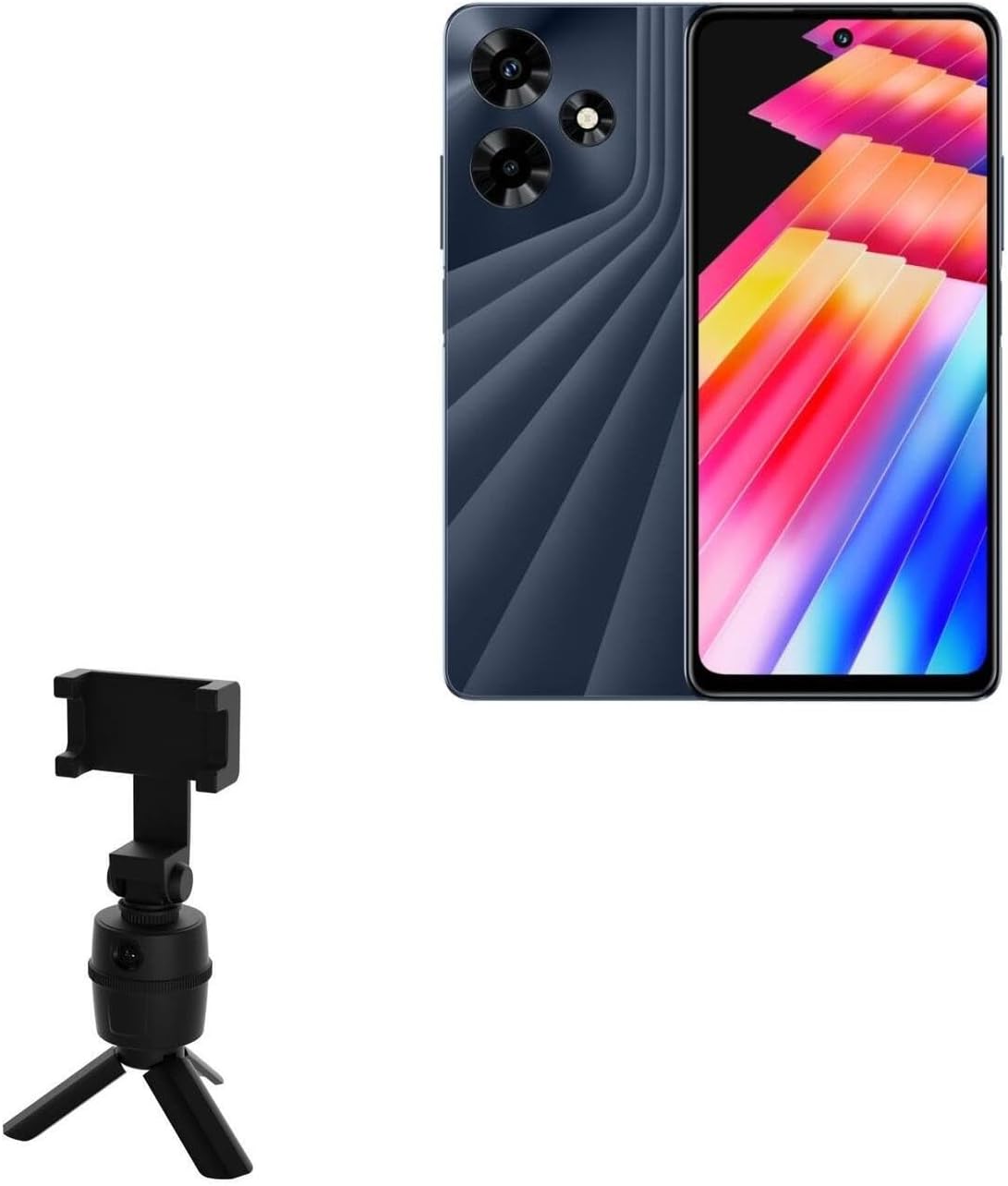BoxWave Stand and Mount Compatible with Infinix Hot 30 - PivotTrack Selfie Stand, Facial Tracking Pivot Stand Mount - Jet Black