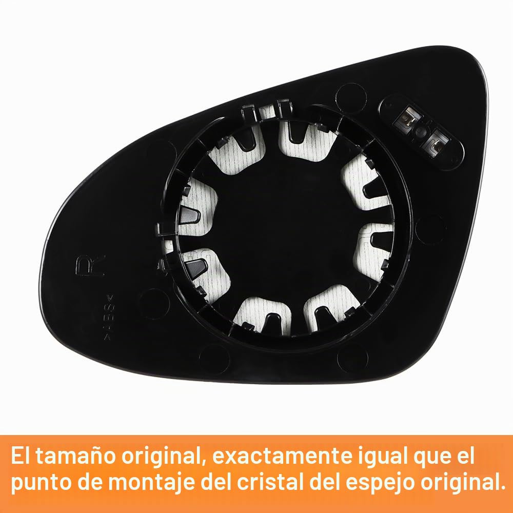 SENZEAL Cristal de Retrovisor Calefactable Lado del Pasajero para Toyota Yaris 2012-2019 87909-0D580 87908-0D590 (Derecha)