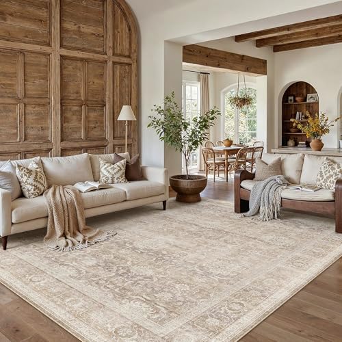 Tapete HUGEAR beige 8x10 lavable antideslizante miniatura 1